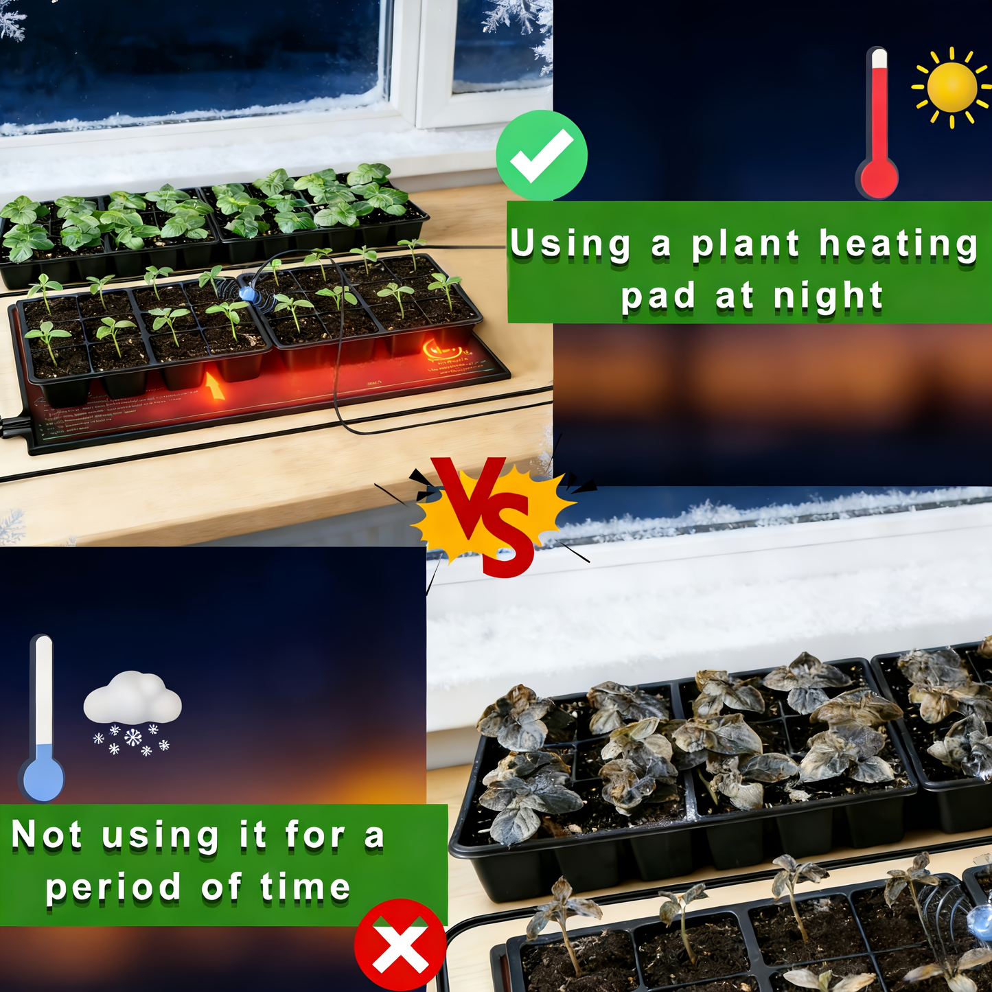 Seedling Heat Mat with Smart Thermostat Control, PVC Germination Heating Pad Accelerate Seed Sprouting Root Zone Warmth