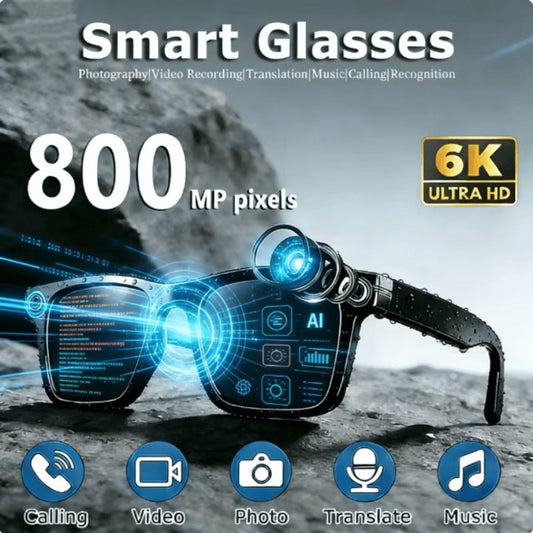 Smart Glasses with Camera and Bluetooth, 8MP Camera Eyewear with HD Video, Translation, Object Recognition