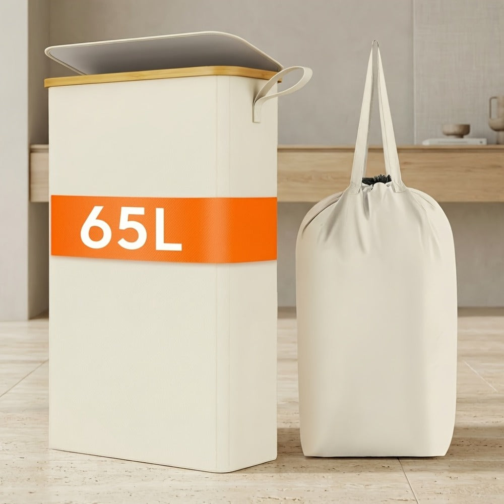 Slim Lidded Laundry Hamper with Removable Bag in Six Colors and 50L, 65L or 75L Options Pictured