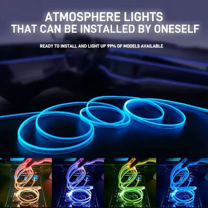 Car Interior Ambient Light Strip with 118-Inch Label, USB Connector, App Control and Music-Responsive Mode
