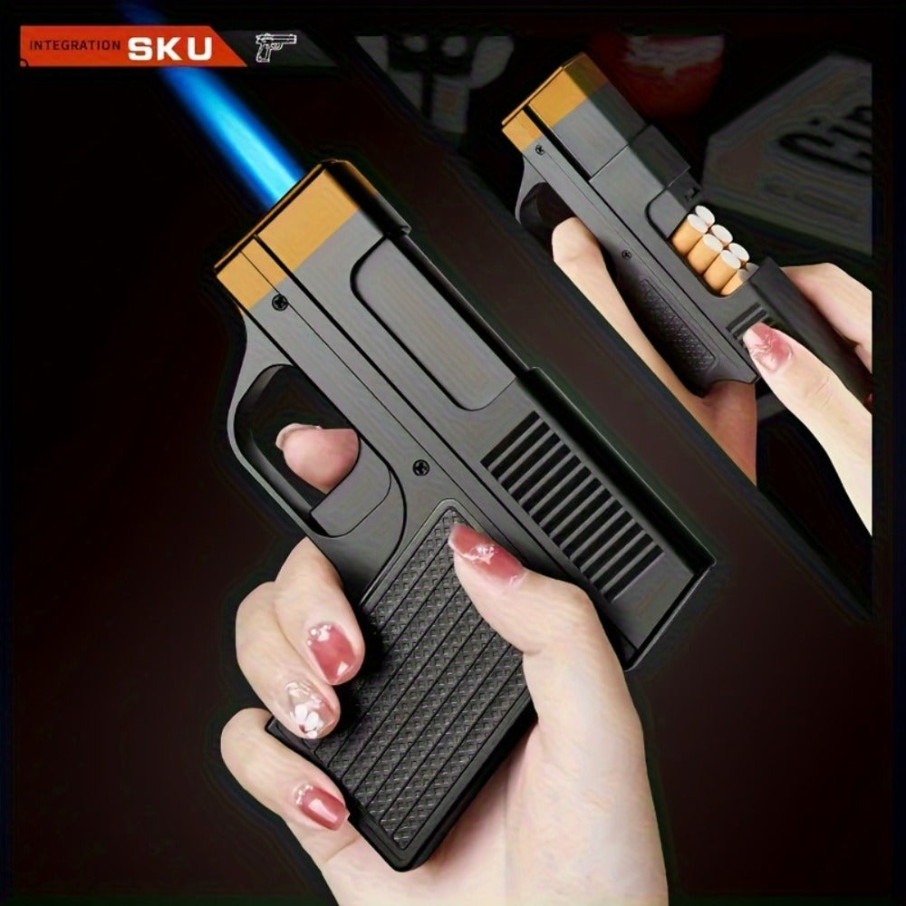 Cigarette Box Lighter Creative Design, Windproof Butane Torch with Adjustable Flame, Cigar & BBQ Lighter