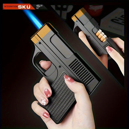 Cigarette Box Lighter Creative Design, Windproof Butane Torch with Adjustable Flame, Cigar & BBQ Lighter