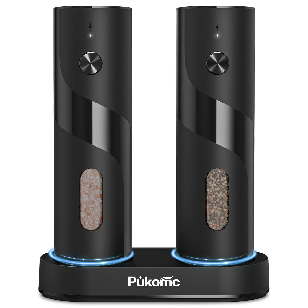Electric Pepper Grinder Set USB-C Rechargeable with LED Light Ceramic Core Adjustable for Grilling, Camping and Outdoor Meals