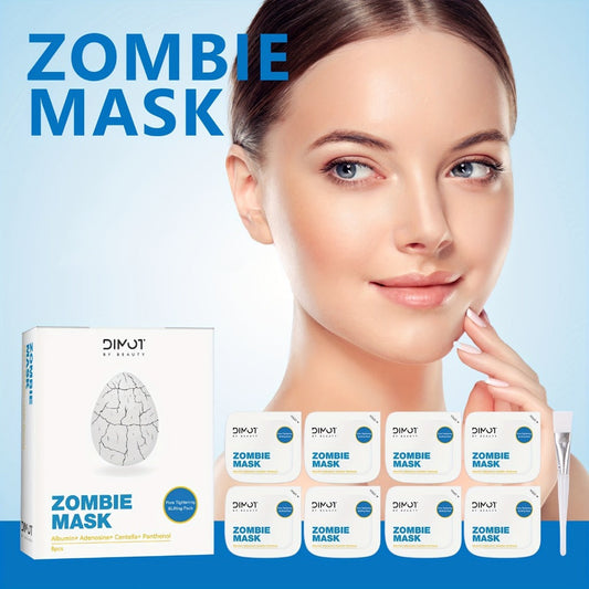Zombie Face Mask 8pcs Plant Squalane Skin Texture Improving Facial Mask Set for Women for Bath Time, Home Spa and Personal Care