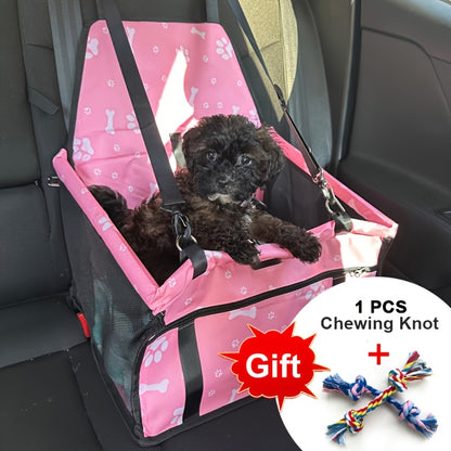 Dog Car Booster Seat for Small Dogs & Cats – Foldable Oxford Pet Car Seat Carrier with Safety Leash, Adjustable Straps, Breathable Mesh