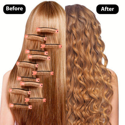 50pcs Soft Foam Perm Rods Heatless Hair Rollers with Comb – No-Heat Flexible Curl Rods for Long-Lasting Curls, Waves & Ringlets