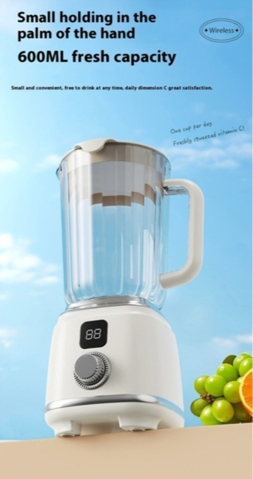USB Rechargeable Portable Juicer Blender with Digital Display for Smoothies & Shakes, Home Office Travel