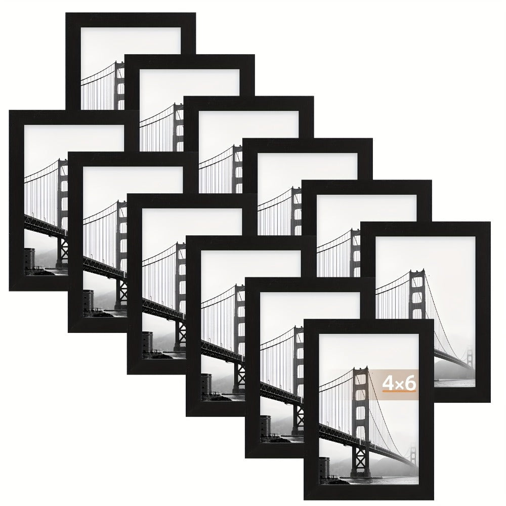 Black Picture Frame Set with 12 or 24 Frames in 4 x 6, 5 x 7 or 8 x 10-Inch Checkout Sizes