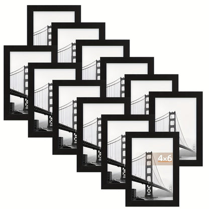 Black Picture Frame Set with 12 or 24 Frames in 4 x 6, 5 x 7 or 8 x 10-Inch Checkout Sizes