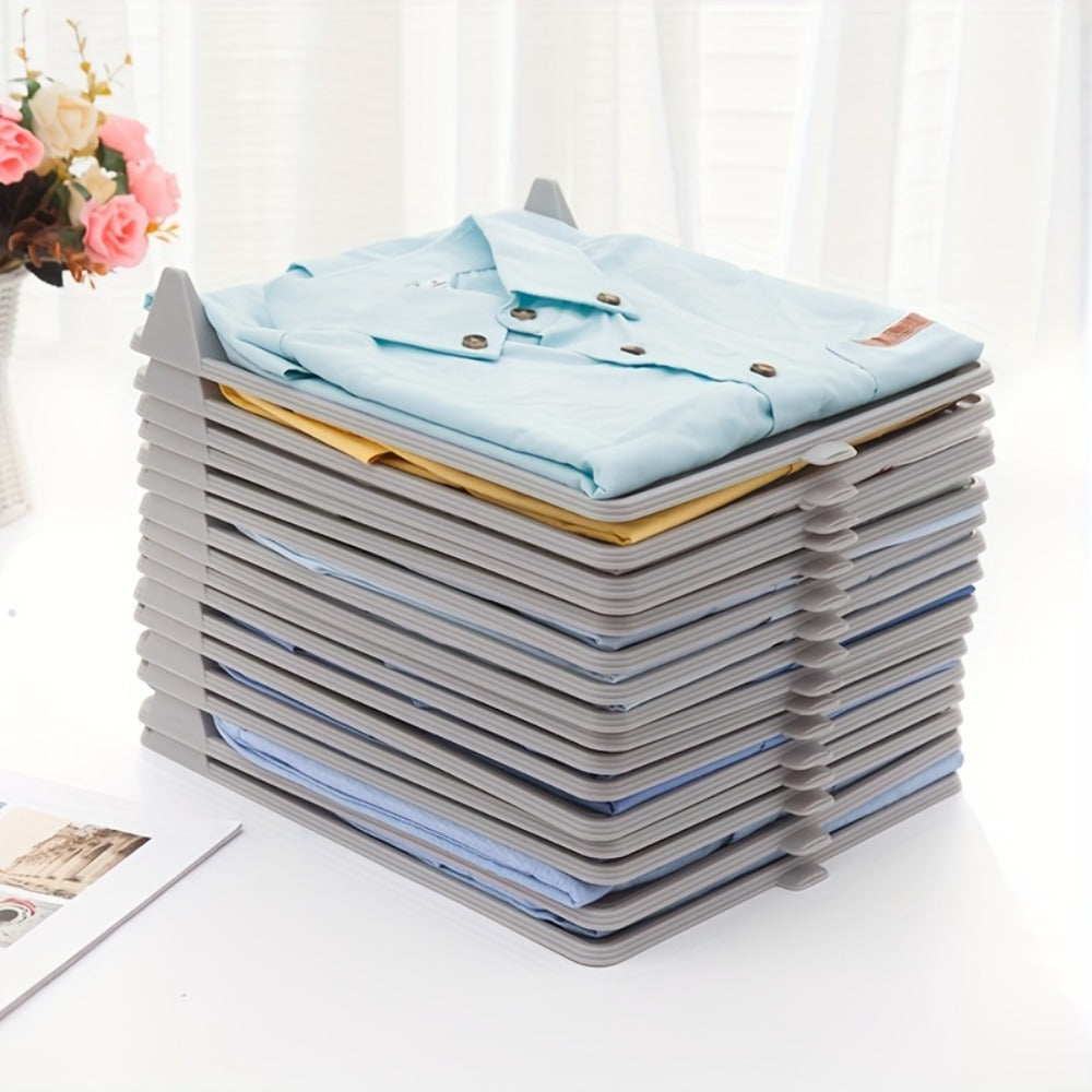 Foldable Stackable Clothes Folding Board Organizer for Shirts Pants Dresses, Plastic, Space-Saving