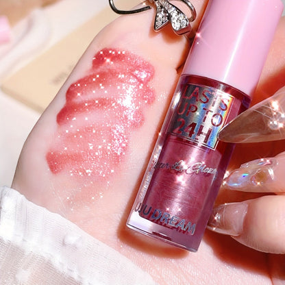 24H Waterproof Glitter Lip Gloss & Lip Stain Set 3PCS, Lip Oil Formula, for Makeup, Travel and Everyday Vanity Use