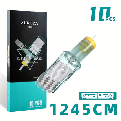 Tattoo Cartridge Needles with Aurora II Label, 10-Pack Curved Magnum Choices from 1229CM to 1249CM