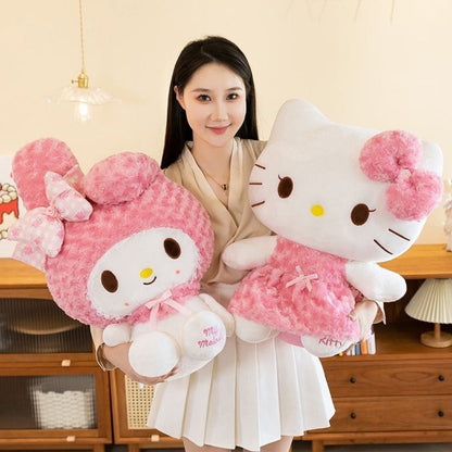 Plush Toy Hello Kitty or My Melody Rose-Pink 14-Inch Character Doll for Kawaii Display and Gifting