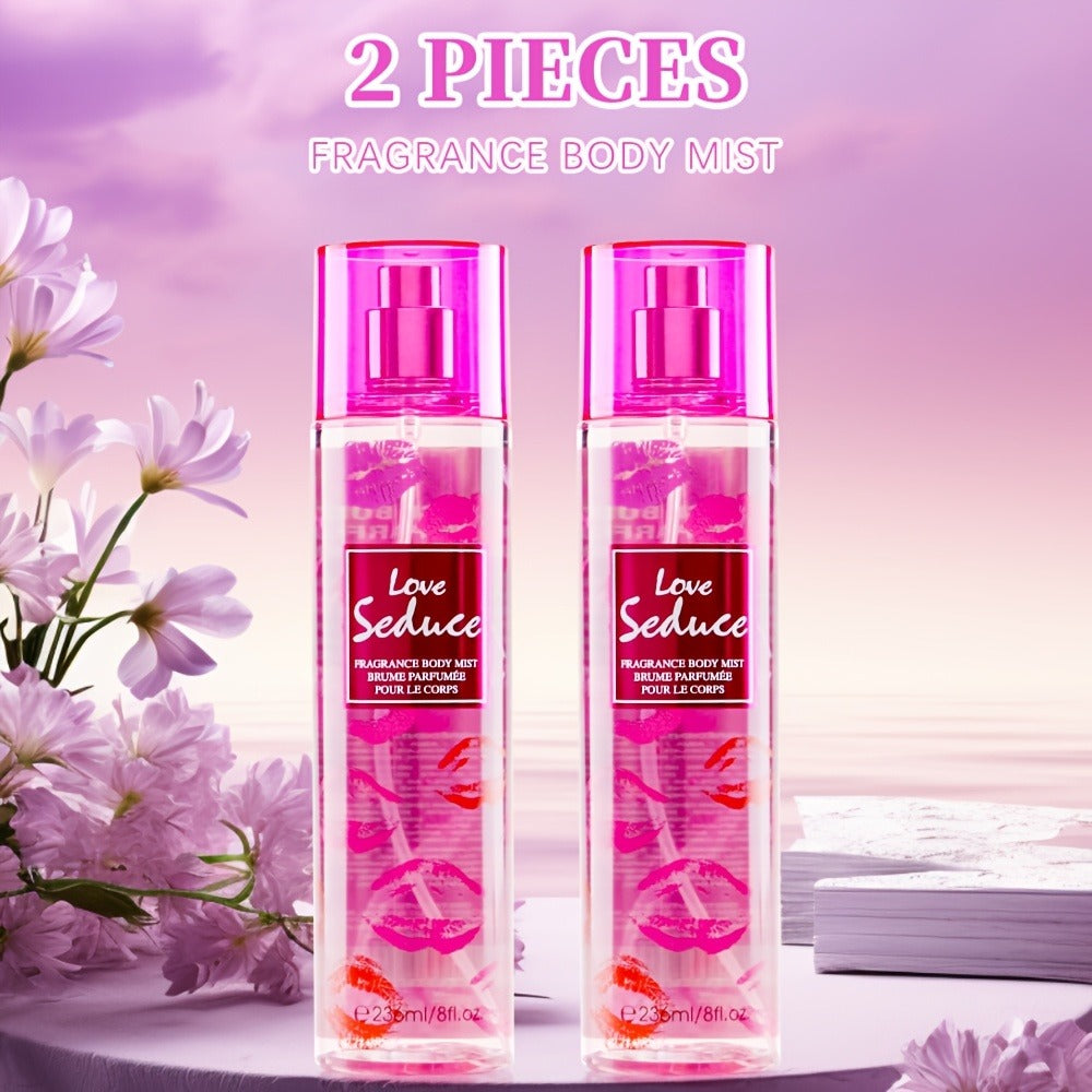 Body & Hair Fragrance Mist for Women 2PCS Set - Perfume Spray 8 fl oz, Fruity Floral Scents Peach Pear Cherry Blossom