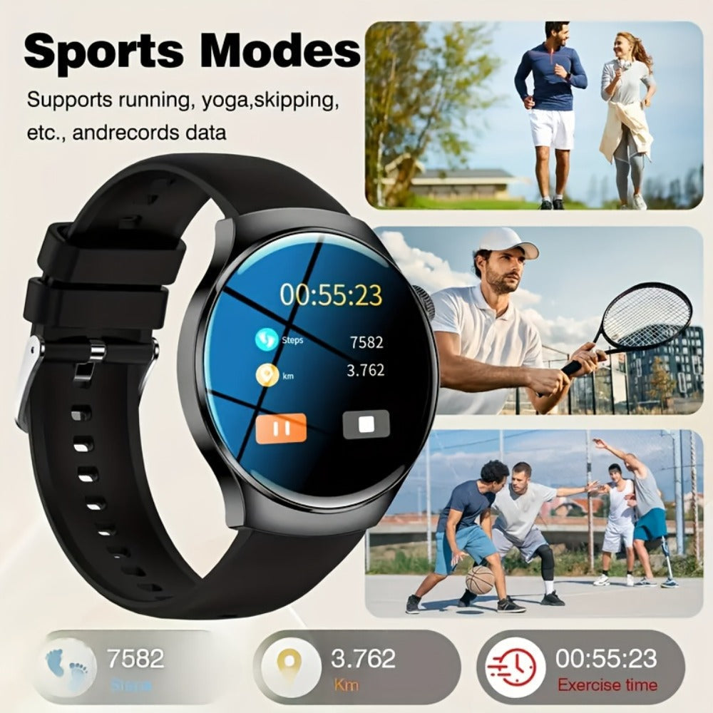 Smartwatch Alarm with Silicone Strap – Wireless Calling, Pedometer, Calorie Tracker, Music Playback, Remote Camera & Multi-Sport Modes