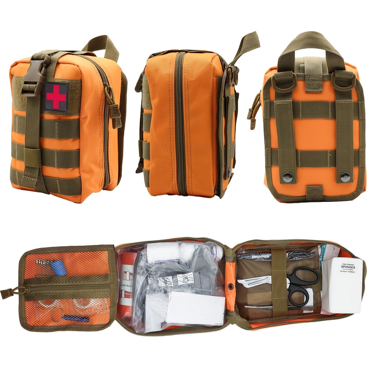 247pcs IFAK Trauma First Aid Kit with CAT Tourniquet and MOLLE Medical Backpack, Fully Stocked Bleeding Control Wound Care Splinting Airway