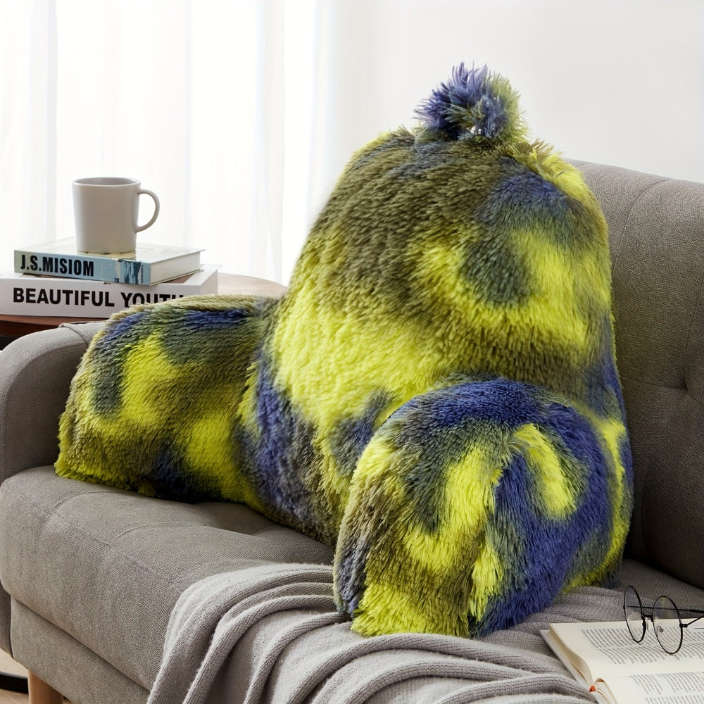 Reading Pillow with Arms - Camo Tie-Dye Plush Backrest Pillow for Bed, Sit-Up Support for Reading