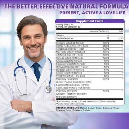 Kidney and Liver Support Drops 27-in-1 Complex - Alcohol-Free Natural Herbal Formula for Liver Health