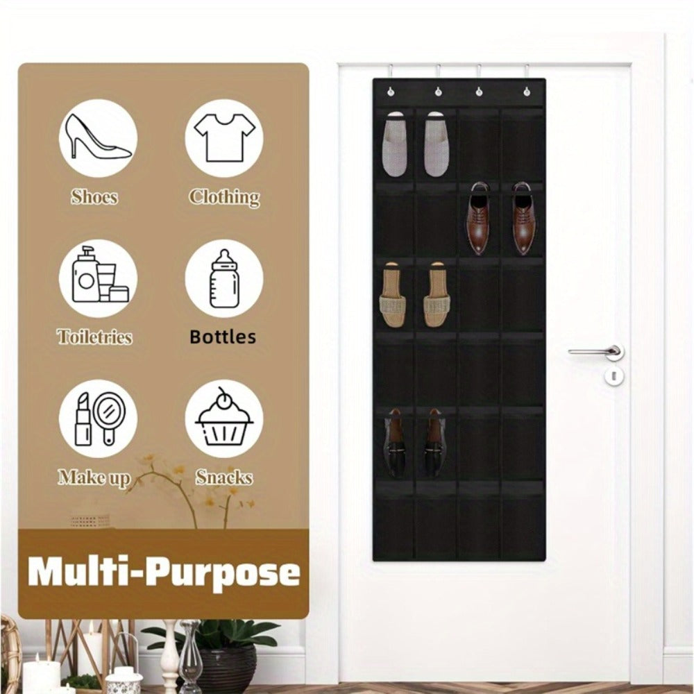 Over Door Shoe Organizer 24 Large Mesh Pockets, Foldable Breathable Hanging Storage Rack for Entryways, Bedrooms and Living Spaces