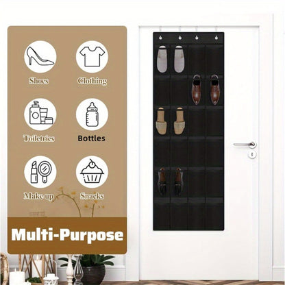 Over Door Shoe Organizer 24 Large Mesh Pockets, Foldable Breathable Hanging Storage Rack for Entryways, Bedrooms and Living Spaces