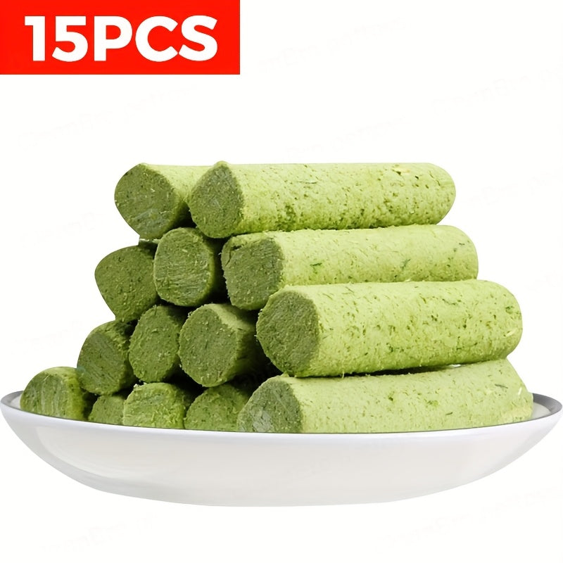 Cat Grass Freeze-Dried Sticks – Natural Dental Chew Snacks for Cats, Hairball Removal & Teeth Cleaning, Consumable Cat Grass Chew Toy (15