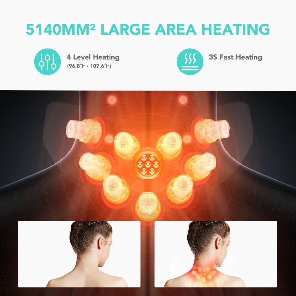Neck Massager with Heat Cordless Electric Kneading, Wearable Hands-Free Portable Neck Shoulder Massager USB Rechargeable