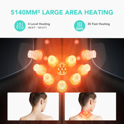 Neck Massager with Heat Cordless Electric Kneading, Wearable Hands-Free Portable Neck Shoulder Massager USB Rechargeable