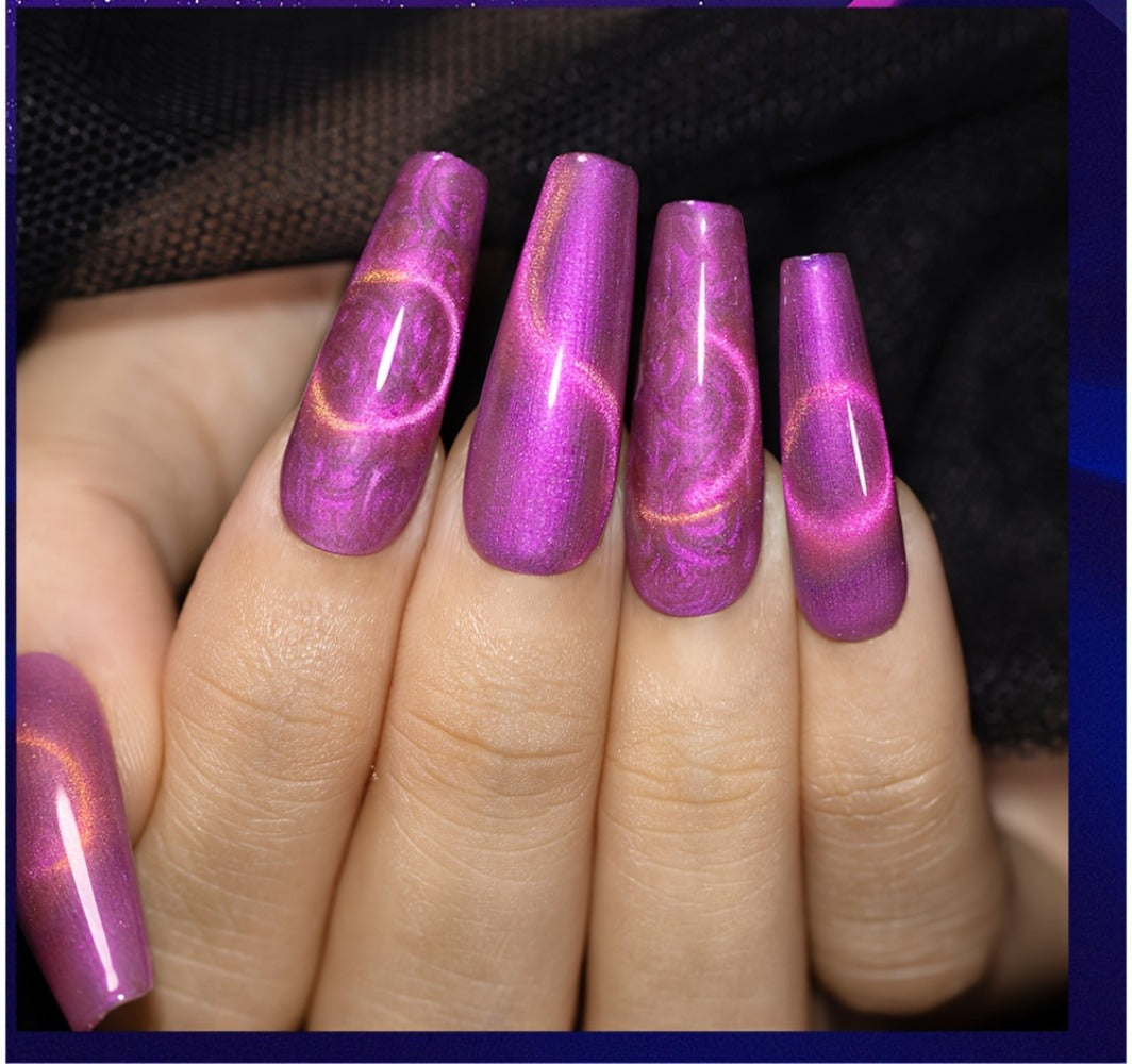 Gel Nail Polish 6-Piece 9D Aurora Magnetic Cat-Eye Set with Pearl-Shell Glitter Effect and UV/LED Soak-Off Cure