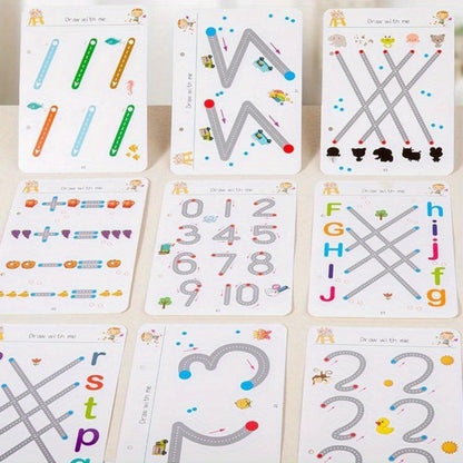 Magic Practice Handwriting & Drawing Book Set for Kids Ages 3-8, 64 Pages Reusable Wipe Clean Workbook with 8 Erasable Pens & Refills