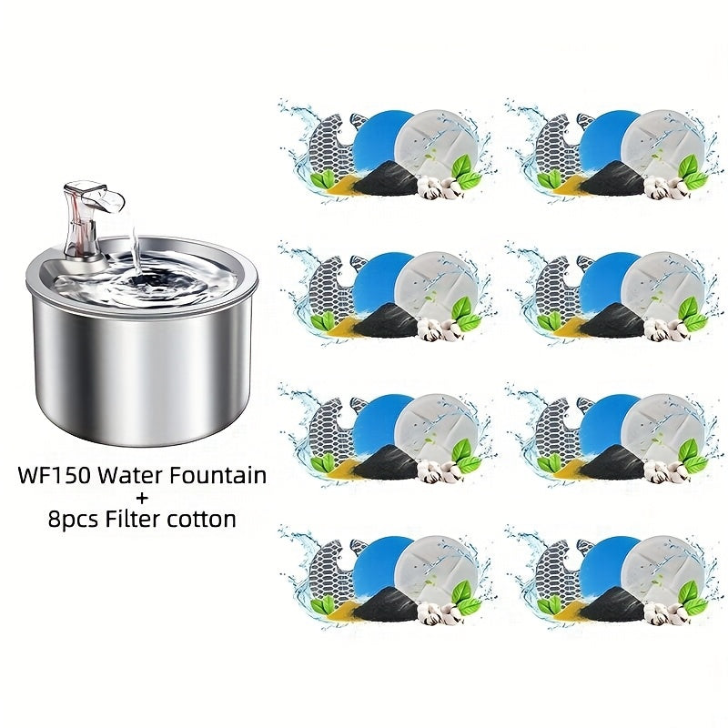 Stainless Steel Pet Water Fountain – USB Automatic Cat & Dog Water Dispenser with Transparent Window, 2-in-1 Design