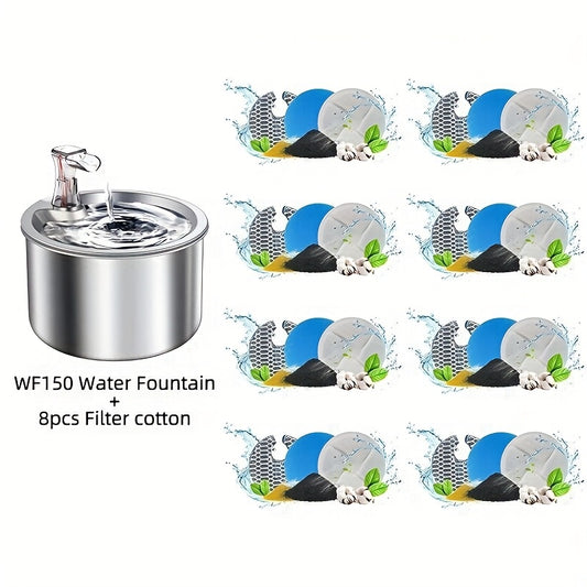 Stainless Steel Pet Water Fountain – USB Automatic Cat & Dog Water Dispenser with Transparent Window, 2-in-1 Design