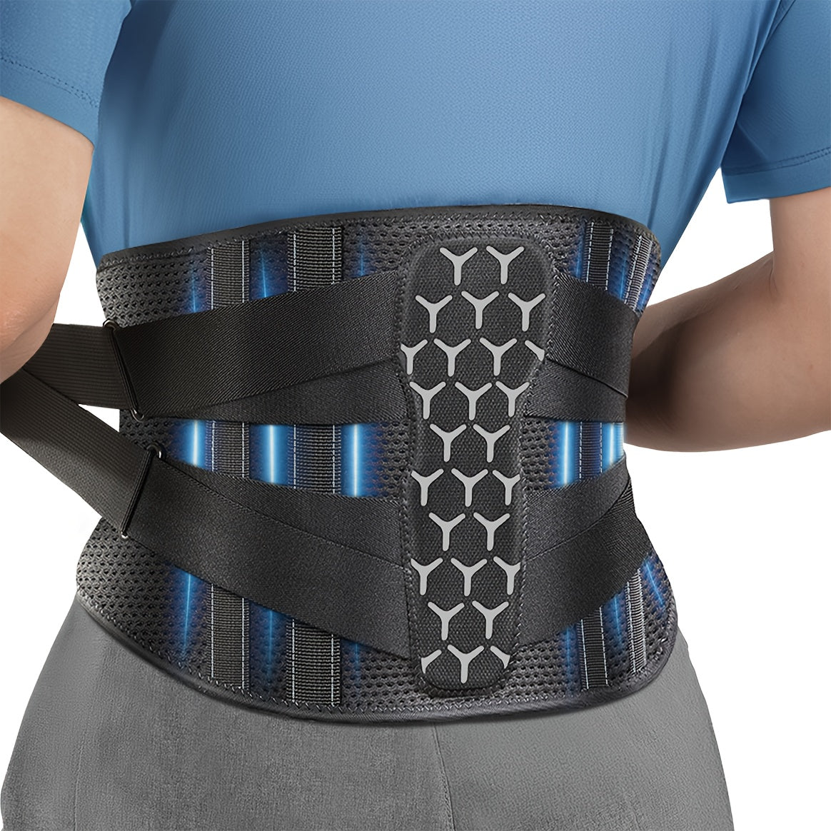 Lumbar Support Belt for Men & Women – Breathable Mesh Back Brace with 7 Stays & Integrated Lumbar Pad, Adjustable Lower Back Support