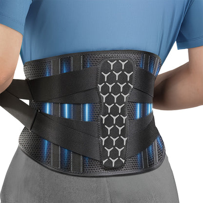 Lumbar Support Belt for Men & Women – Breathable Mesh Back Brace with 7 Stays & Integrated Lumbar Pad, Adjustable Lower Back Support