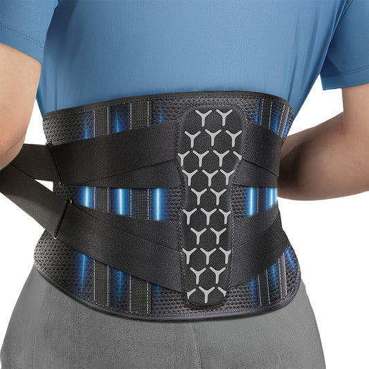 Lumbar Support Belt for Men & Women – Breathable Mesh Back Brace with 7 Stays & Integrated Lumbar Pad, Adjustable Lower Back Support