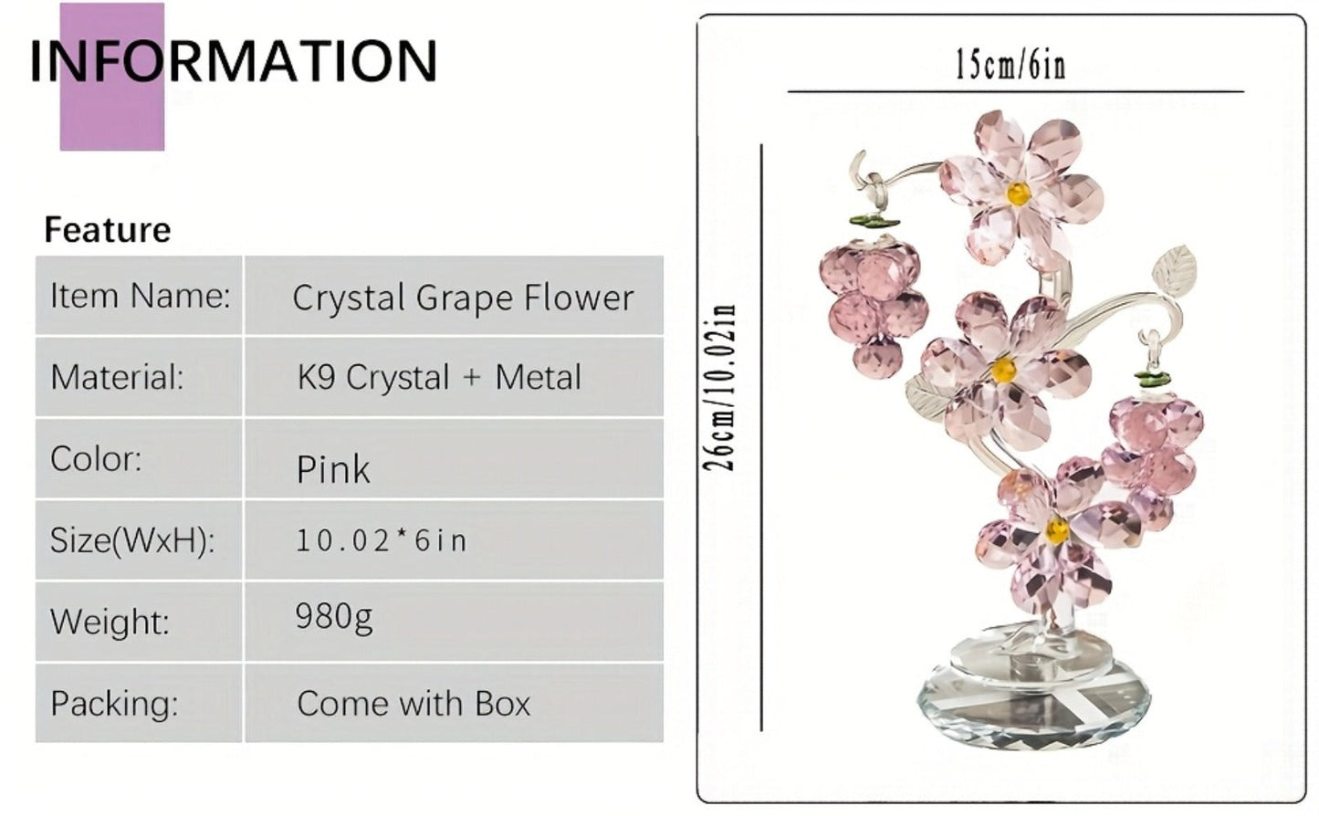 Pink Crystal Tree Statue Ornament – Romantic Crystal Flower Sculpture with Rotatable Base, Elegant Home Decor Gift for Valentine's Day