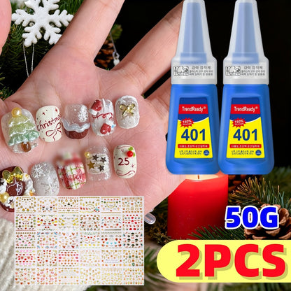 Waterproof Nail Adhesive Tabs with Nail Stickers 0.85oz Dropper Tip Bottle – Extra Strong Alcohol-Free Quick Release Long Wearing Salon