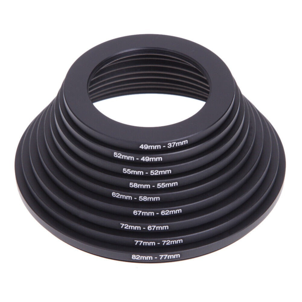 Step-Up Step-Down Lens Filter Adapter Rings 18pcs Set for DSLR Camera 37-82mm Aluminum Alloy Filter Ring Kit Compatible with Canon Nikon