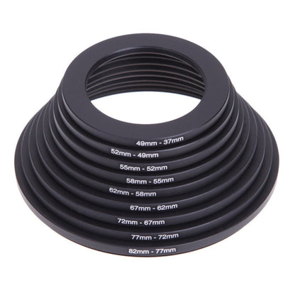 Step-Up Step-Down Lens Filter Adapter Rings 18pcs Set for DSLR Camera 37-82mm Aluminum Alloy Filter Ring Kit Compatible with Canon Nikon