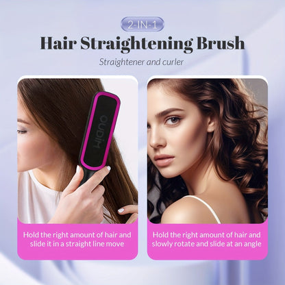 6-Setting Ionic Hair Straightener Brush with Fast Heat-Up & Anti-Scald Protection, for Home, Travel and Salon Hair Styling