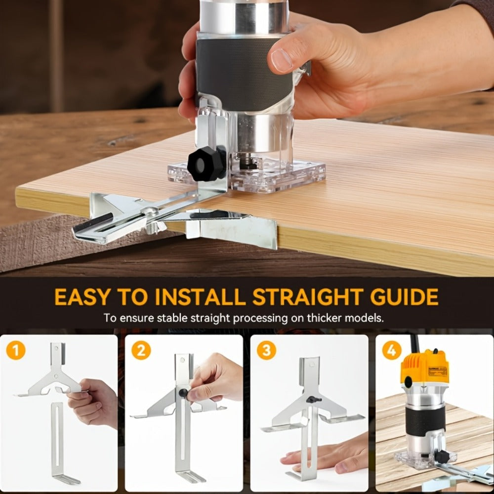 Wood Router 800W 35000 RPM Compact Electric Router Tool, 15-Piece 1/4" Bit Set for DIY Woodworking