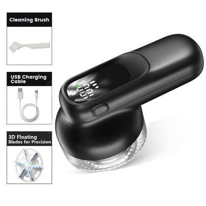 Fabric Shaver Lint Remover Rechargeable Electric Sweater Shaver with Digital Display 6-Leaf for Everyday Face, Beard and Body Grooming