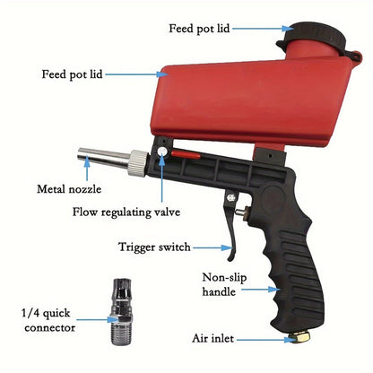 Sandblasting Gun Pneumatic 90 PSI Adjustable, Portable Gravity Air Sand Blaster for Rust Removal