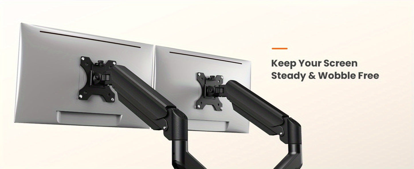 Dual Monitor Stand for 32 Inch Screens, Full Motion Dual Monitor Arm with 180° Swivel Tilt 360° Rotation