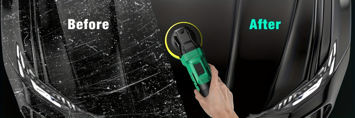 KIMO-Labeled 20V Cordless Rotary Buffer Polisher Kit with Six Speeds, Two 2.0Ah Batteries and Pictured Pads