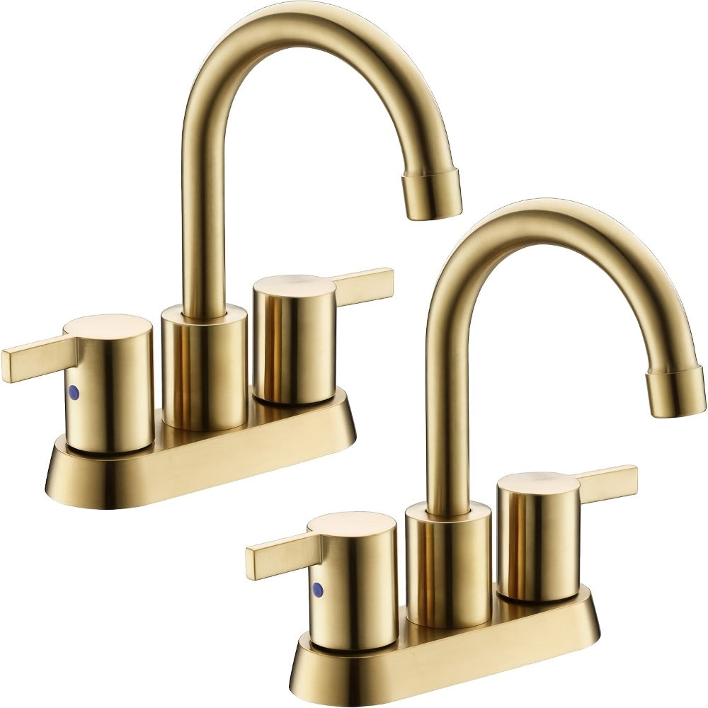 4-Inch Centerset Bathroom Faucet with Dual Handles, Swivel Spout and Single or Two-Piece Finish Options