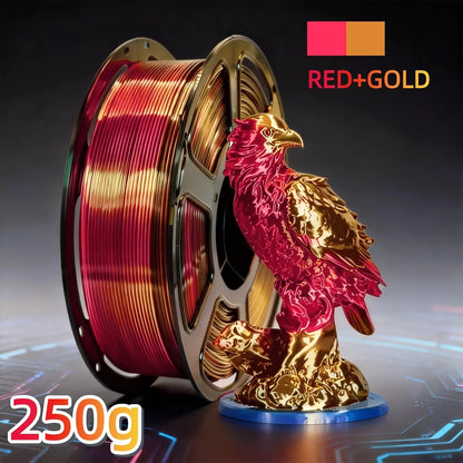 Dual Color PLA Filament 1.75mm 250g Vacuum Packed – Neatly Wound High Precision ±0.02mm Smooth Printing Two-Tone Gradient 3D Printer