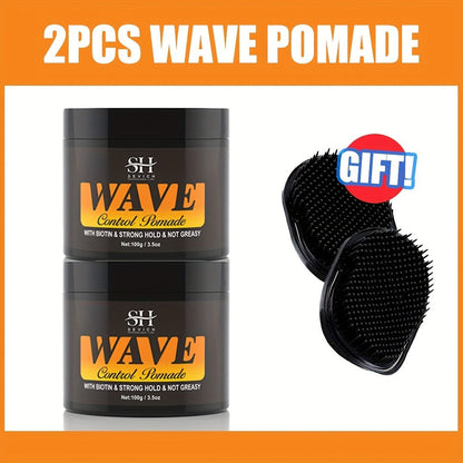 360 Wave Pomade Strong Hold Hair Styling with Jojoba Oil – Frizz Control Moisturizing Formula for Dreads Locks Twists Coily Curly Wavy Hair