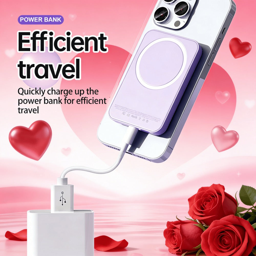Power Bank Magnetic 5000mAh Mini with Wireless Charging, PD, QC3.0 and Eight Colors for Travel