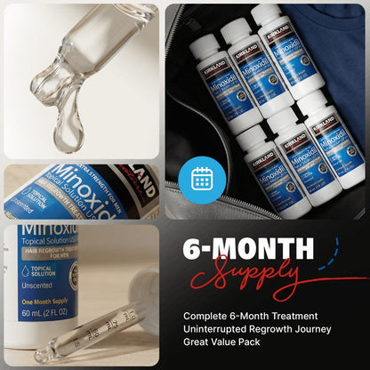 Minoxidil 5% Extra Strength Topical Solution for Men Hair Regrowth - Kirkland Signature 6-Month Supply