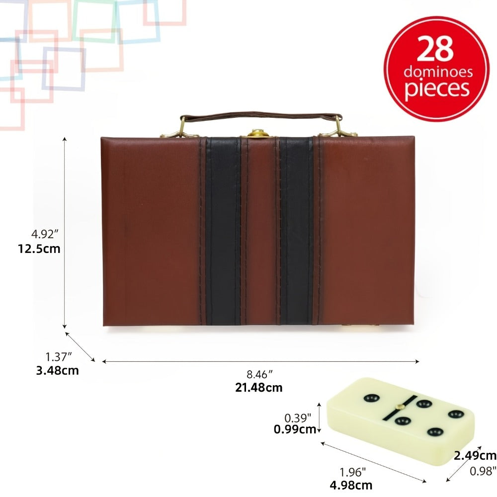 Double Six Dominoes Set 28pcs White – Extra Large Classic Domino Game with Gold Spinner & Premium Storage Box